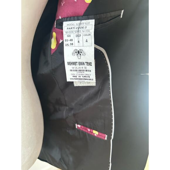 MEHMET EMiN TEKE slim fit silk wool blend blazer floral black sequence 
Sz38 - Picture 6 of 9